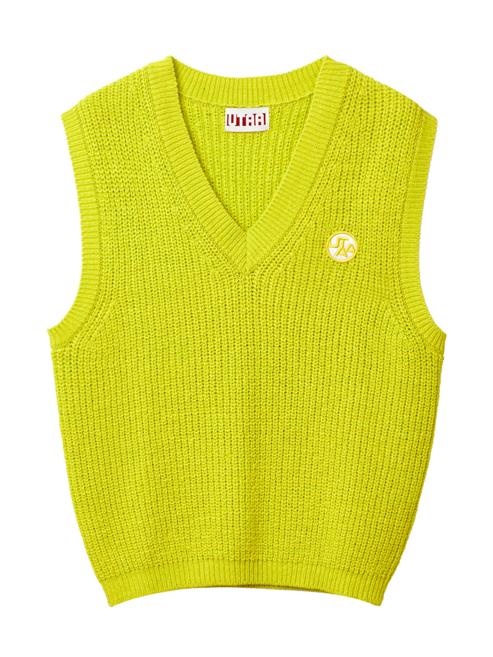UTAA Ribbing V-neck Knit Vest : Women&#039;s Yellow (UB3KVF360YE)
