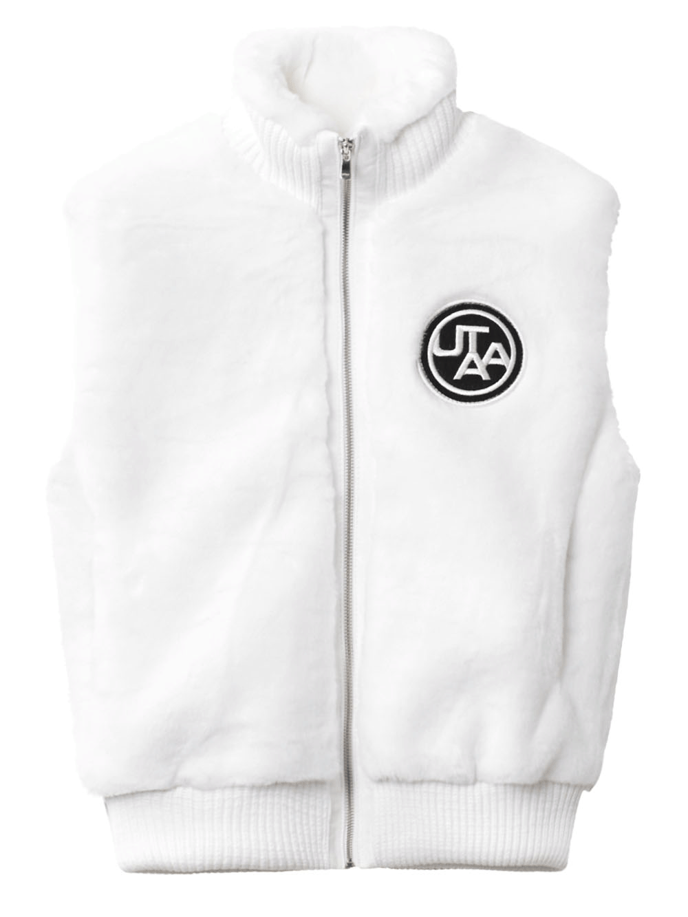 UTAA Square Logo Fur Highneck Vest Jacket : Women&#039;s White(UB4VTF838WH)