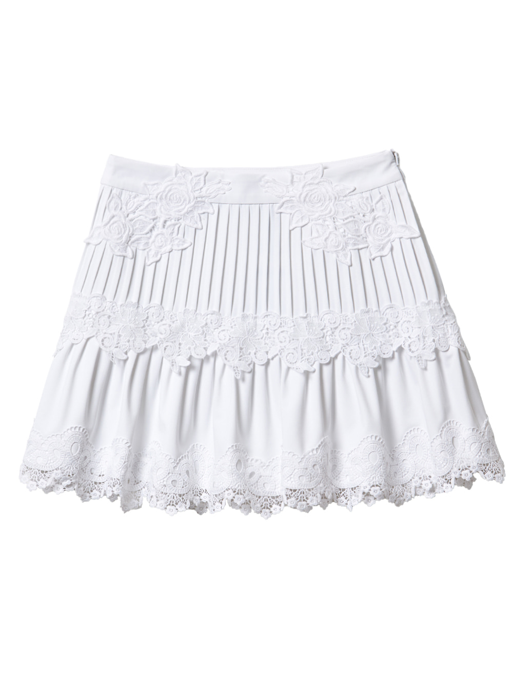 UTAA Lace Mix Half Pleats Skirt : White (UA3SKF751WH)