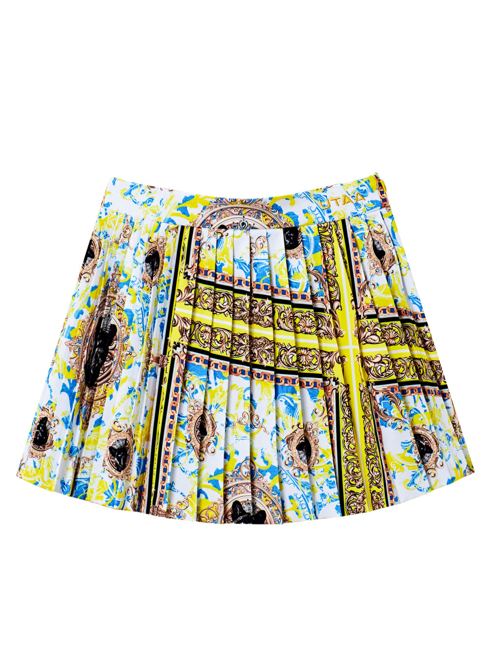 UTAA Neon Buckingham Pleats Skirt : Yellow (UB3SKF271YE)