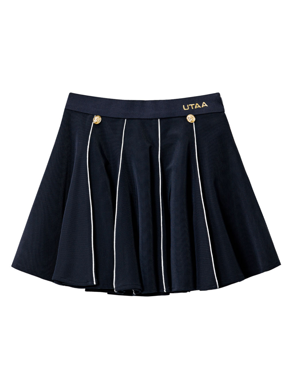 UTAA Ducat Angle Line Flare Skirt : Navy (UB4SSF408NA)
