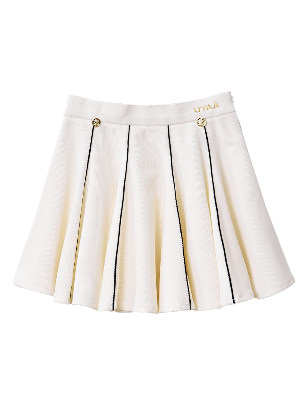UTAA Ducat Angle Line Flare Skirt : White (UB4SSF408WH)